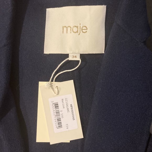 Maje Galami Double-Face Wool Coat in Navy/Marine - Picture 6 of 6